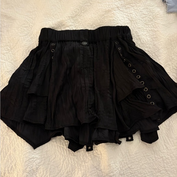 Free people Black Pleated Mini Skirt with Belt - Picture 2 of 3
